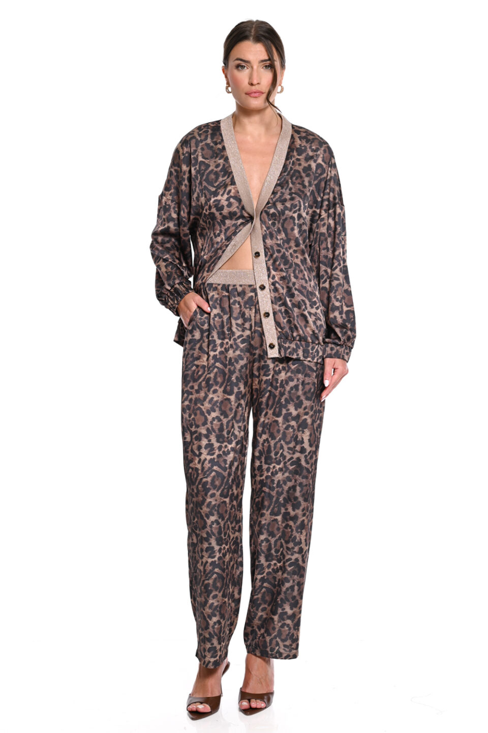 Leopard Print Relaxed Παντελόνι